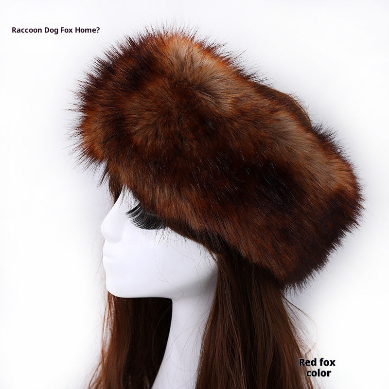 Elastic Faux Fur Fox Fur Headband For Women