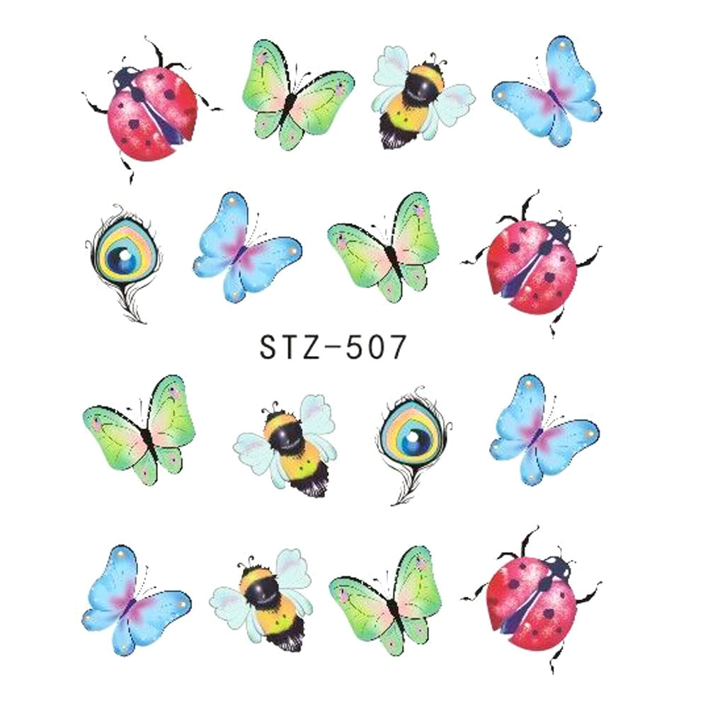 Nail Sticker Butterfly Flower Water Transfer Decal Sliders for Nail Art Decoration Tattoo Manicure Wraps Tools Tip JISTZ508  1pcs