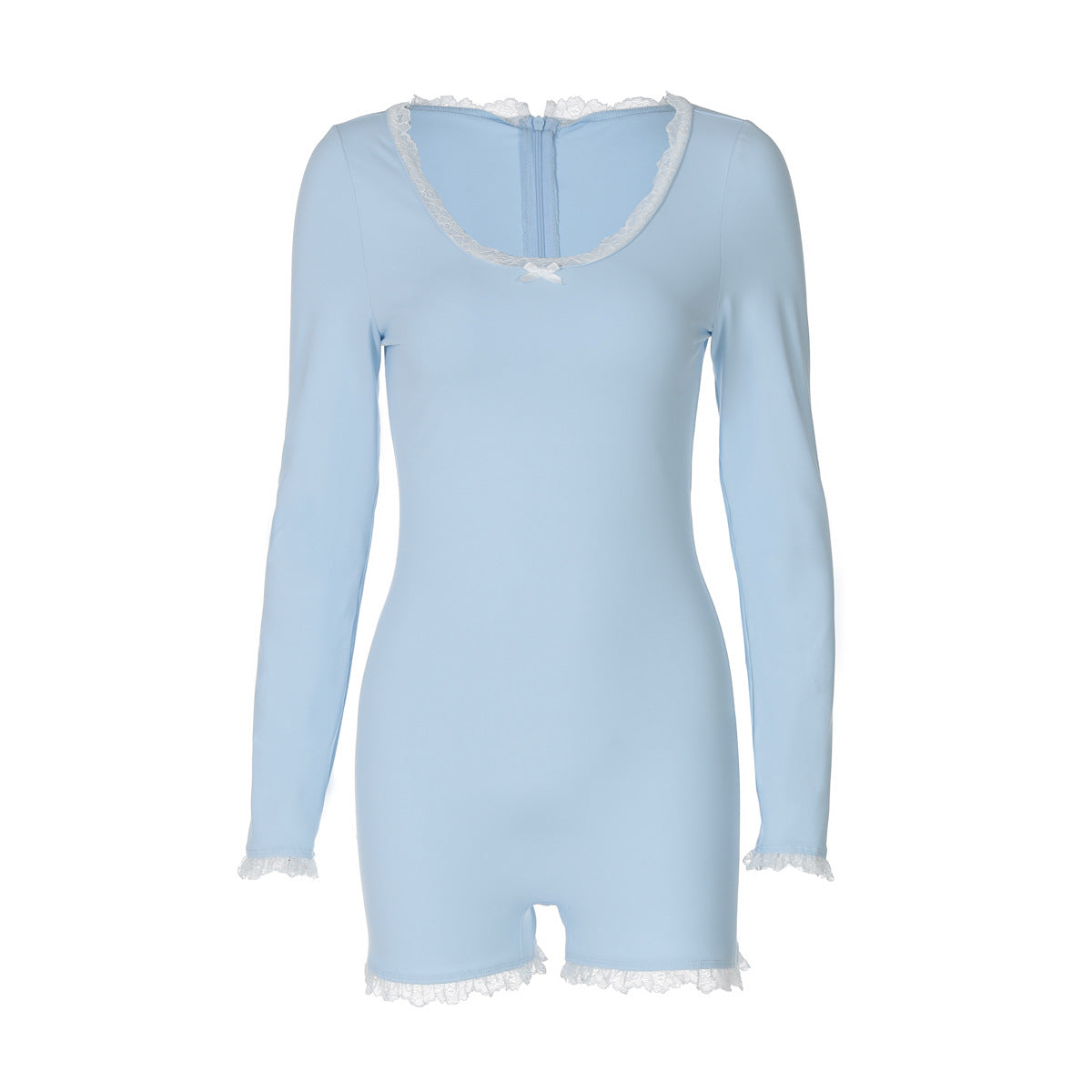 Women's Fashion Sexy Patchwork Back Zipper Slim Fit Long Sleeve Jumpsuit
