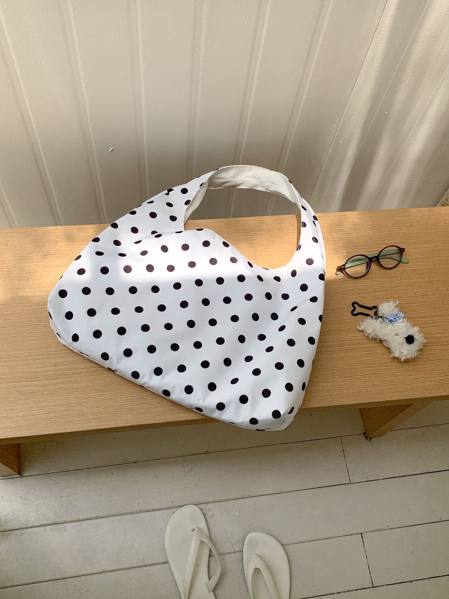 New Round Polka-dot Underarm Shoulder Bag Japanese-style Tote Handbag For Women