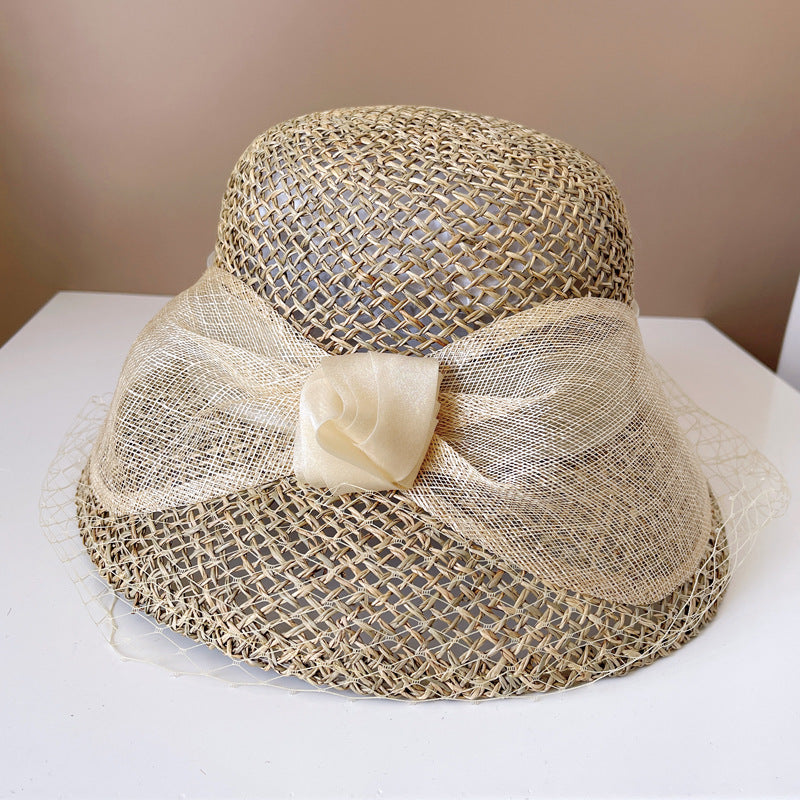 Cambric Big Bowknot Bucket Hat