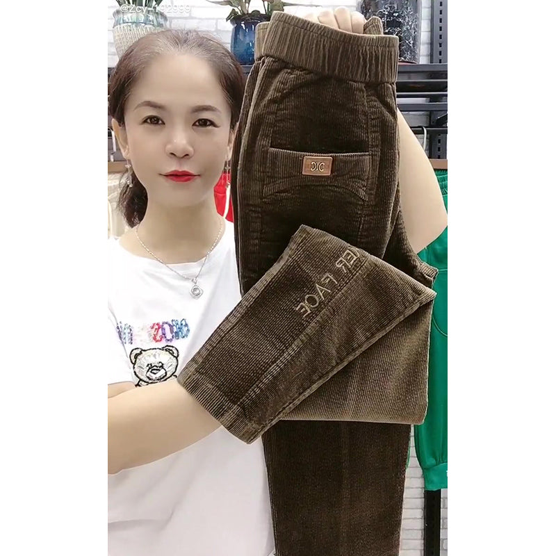 Korean Style Loose Corduroy High Waist Pencil Trousers