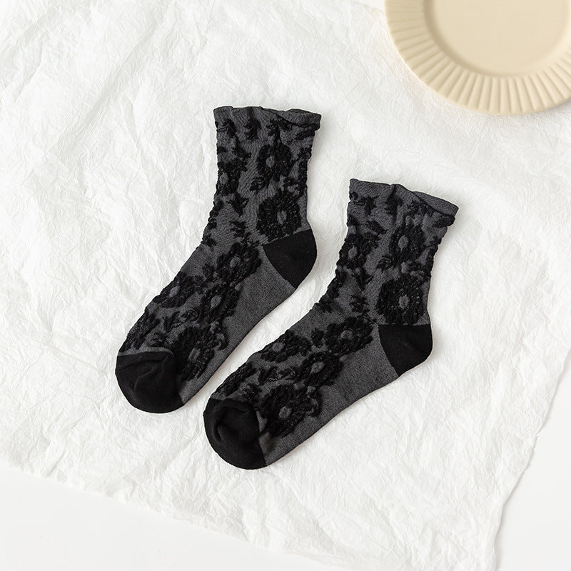 Vintage jacquard ladies cotton socks