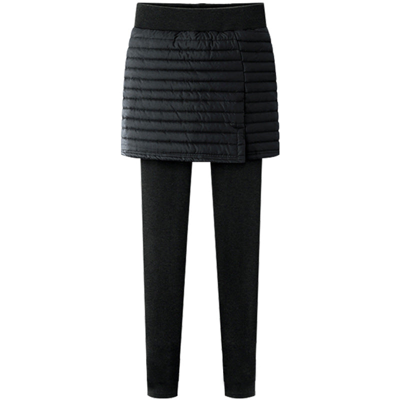 Fleece leggings women's outer wear thick cotton trousers plus size high waist culottes stretch slim pants