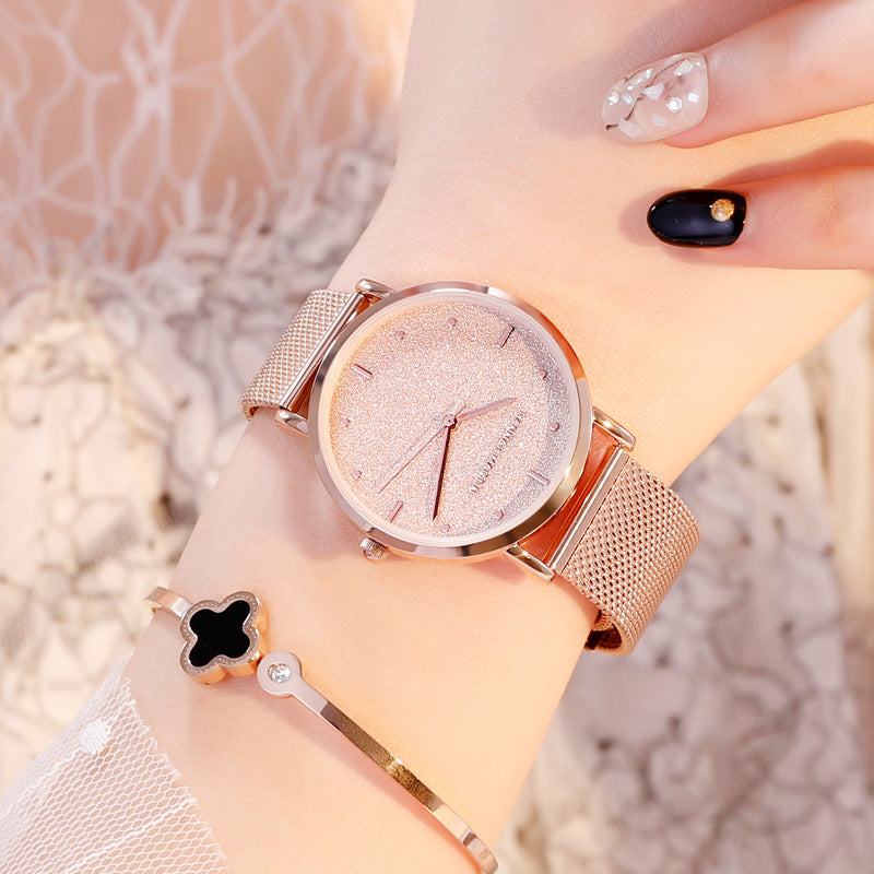 Japanese movement Amazon brand authorized special invoice IP plating quartz watch Ms. waterproof mesh belt watch