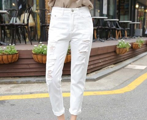 High waisted  jeans with holes