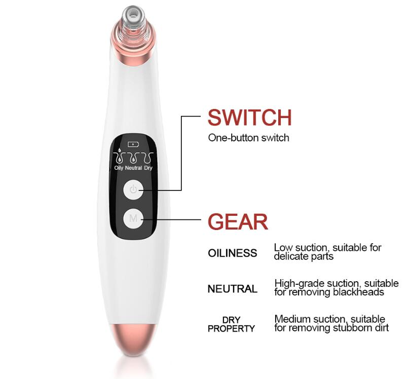 USB elektrisk vakuumsugning af hudorme – LED-display – visuel porerense – akne – dybderens