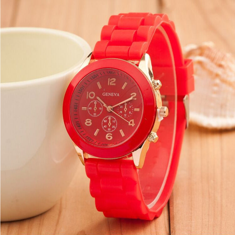 Foreign trade explosions Geneva jelly silicone watch GENEVA three-eye digital scale student quartz watch wholesale