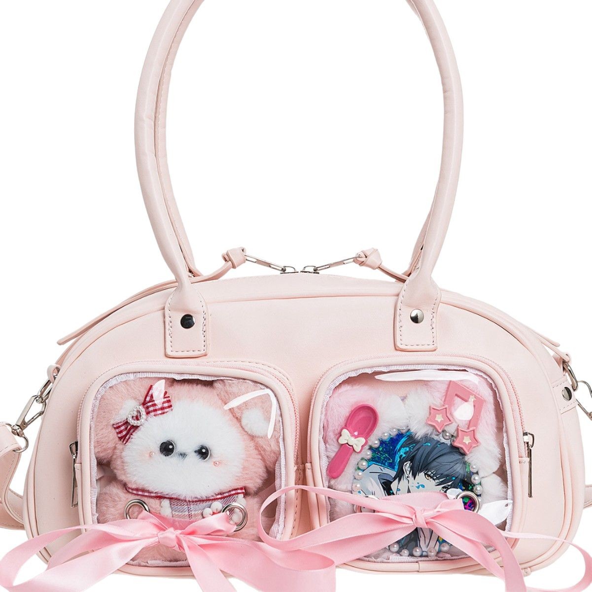 Japanese College Style Two-dimensional Ribbon Bow Transparent Doll Cartoon Backpack