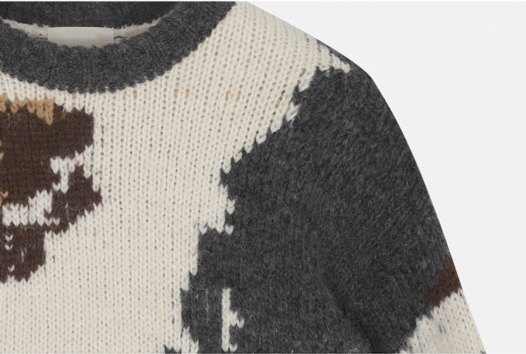 Men's Trendy Japanese Jacquard Loose Round Neck Sweater