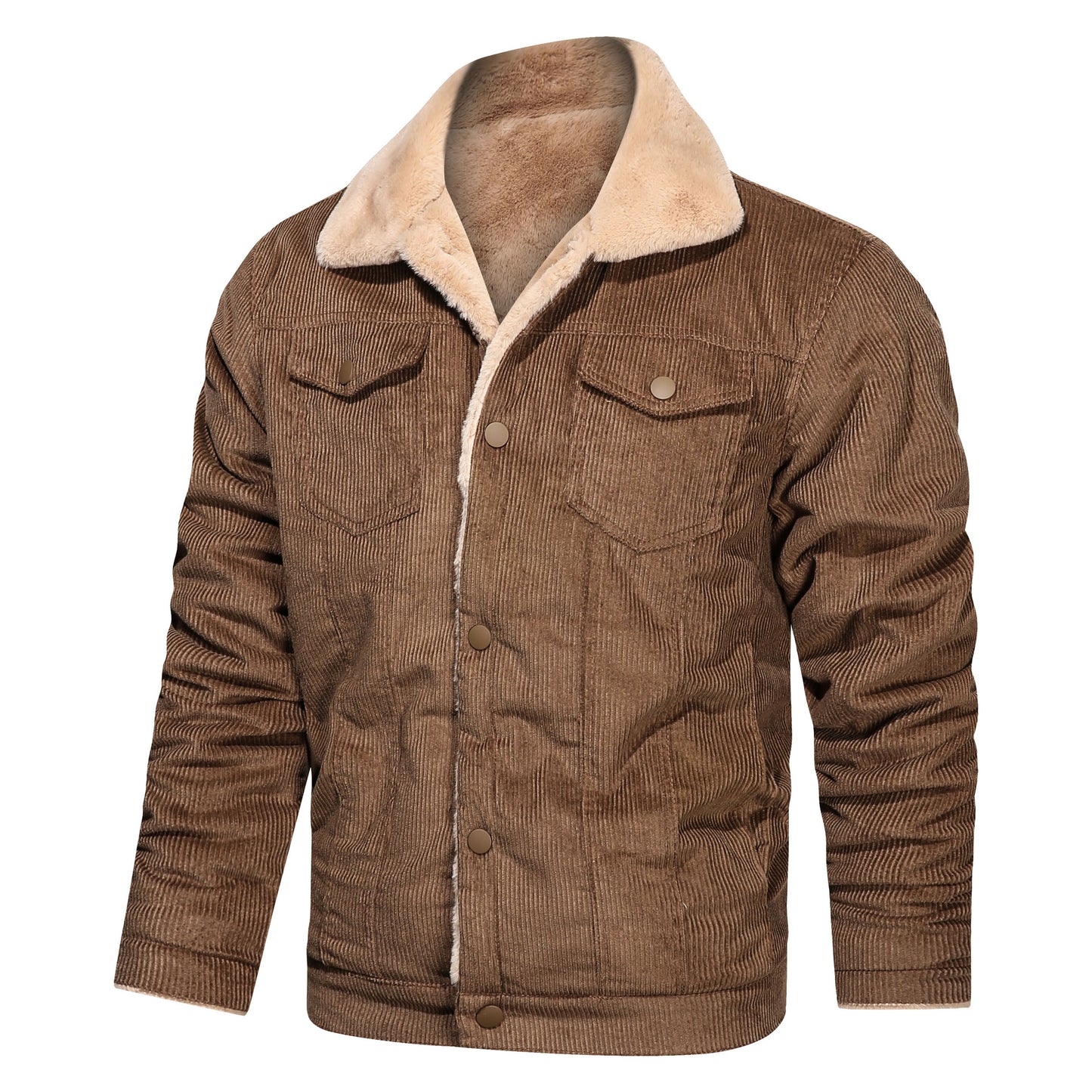 Corduroy Young Men's Jacket Casual Loose Large Size Men's Jacket Plus Velvet Thickened
