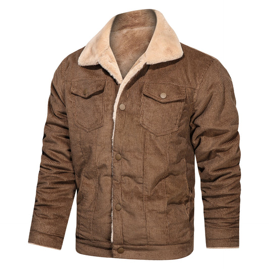 Corduroy Young Men's Jacket Casual Loose Large Size Men's Jacket Plus Velvet Thickened