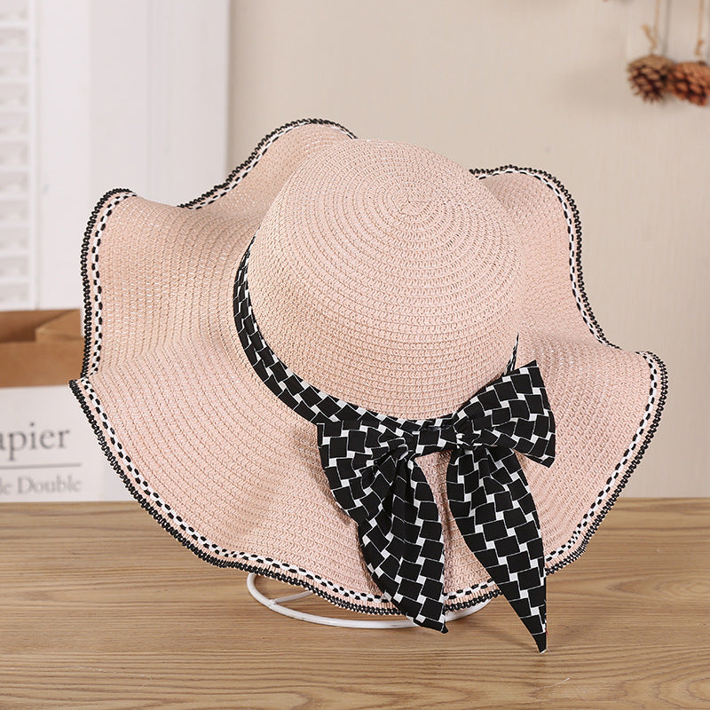 New Summer Women's Bow Knitting Straw Hat