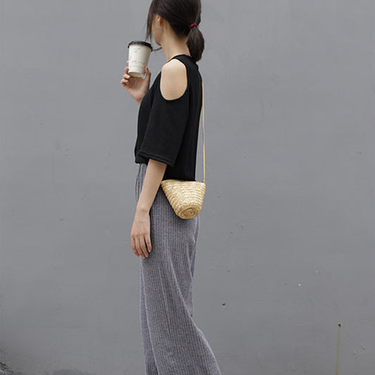 StrawBag Wheat Straw Female Beach Korean Style Handmade Straw Messenger Small Bag