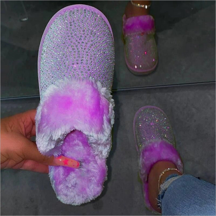 One-step home plush cotton slippers