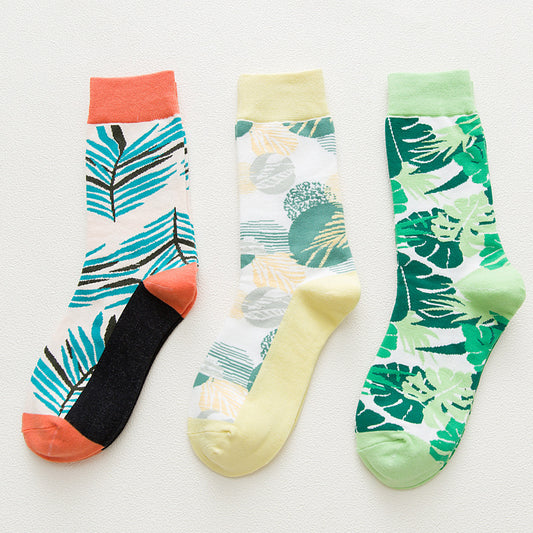 Current tube socks, plant flowers, men's and women's socks
