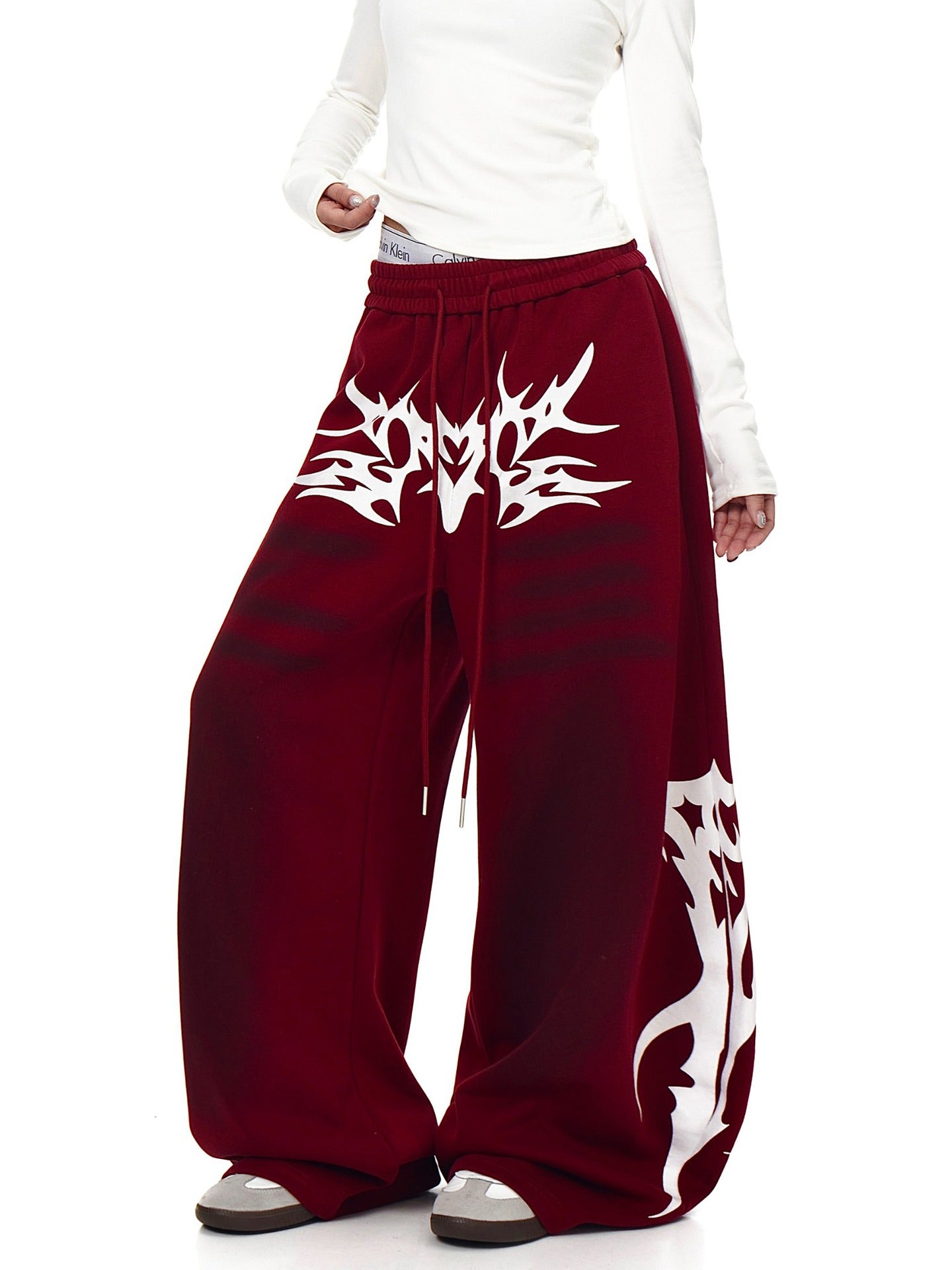 New SpringAutumn Womens Casual Fashionable Lace-Up Waist Loose Pants