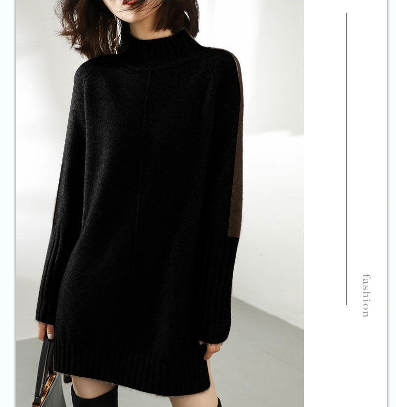 Women's Autumn Half Turtleneck Color-matching Dress Sweater