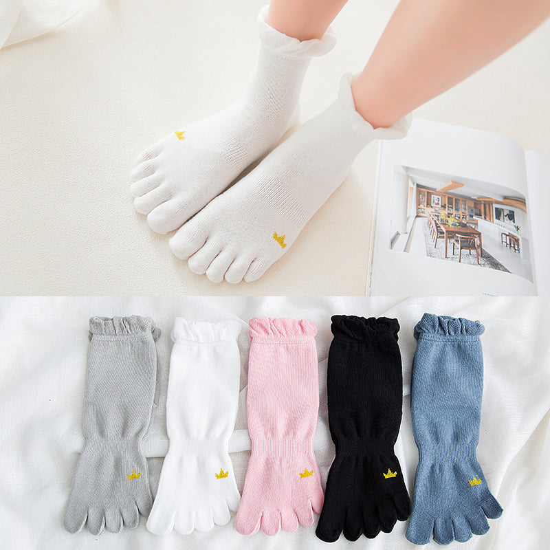 Ladies mid-tube cotton five-finger socks