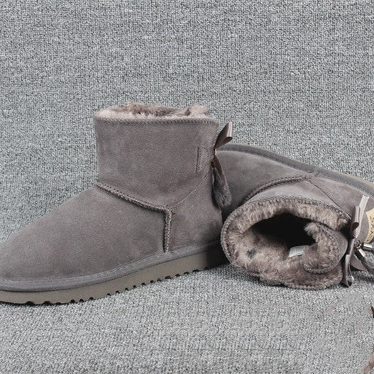 Low Tube Mink Fur Women's Plus Size Couple Boots