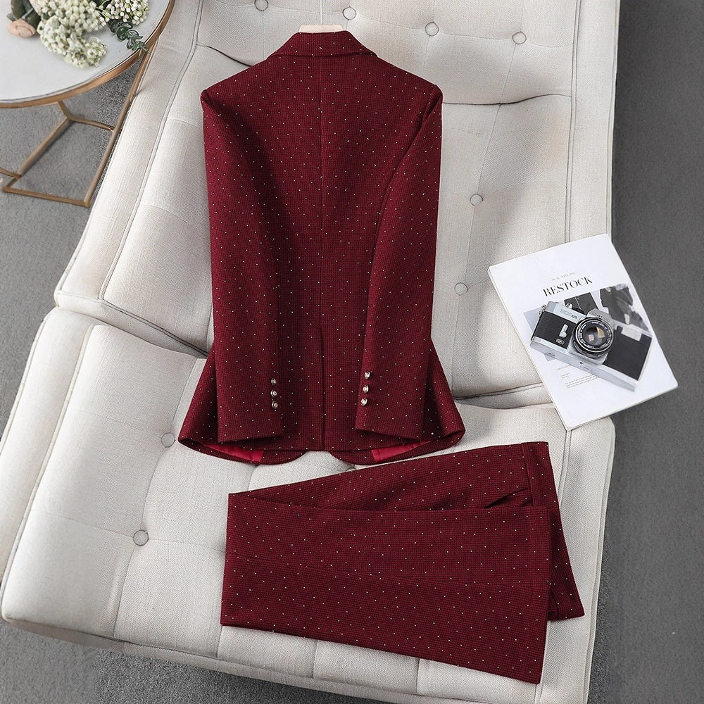 Gray, Heat-applied Rhinestone, Sophisticated And Polished Women's Blazer