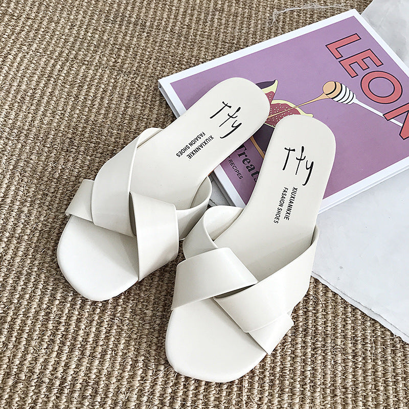 Fashion Simple Soft Bottom Cross Slippers