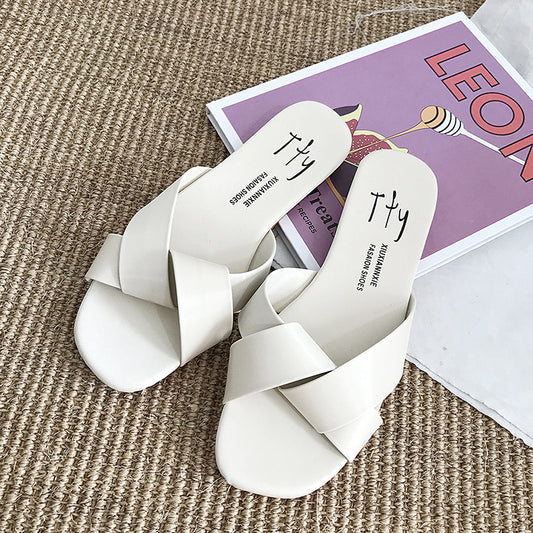 Fashion Simple Soft Bottom Cross Slippers