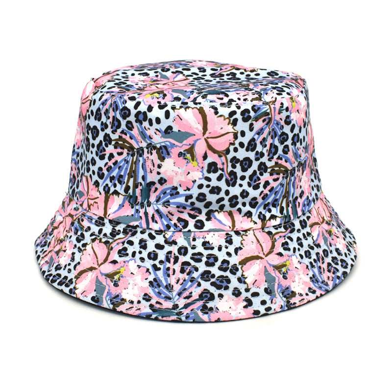European And American New Plant Printing Bucket Hat Women