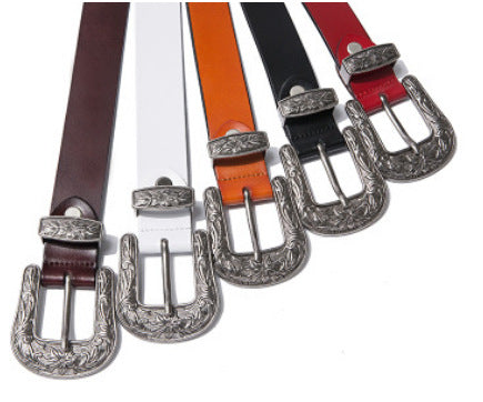 Fashion decorative carved leather belt