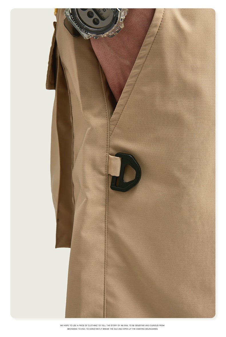 Suit hooded trench coat casual shorts overalls