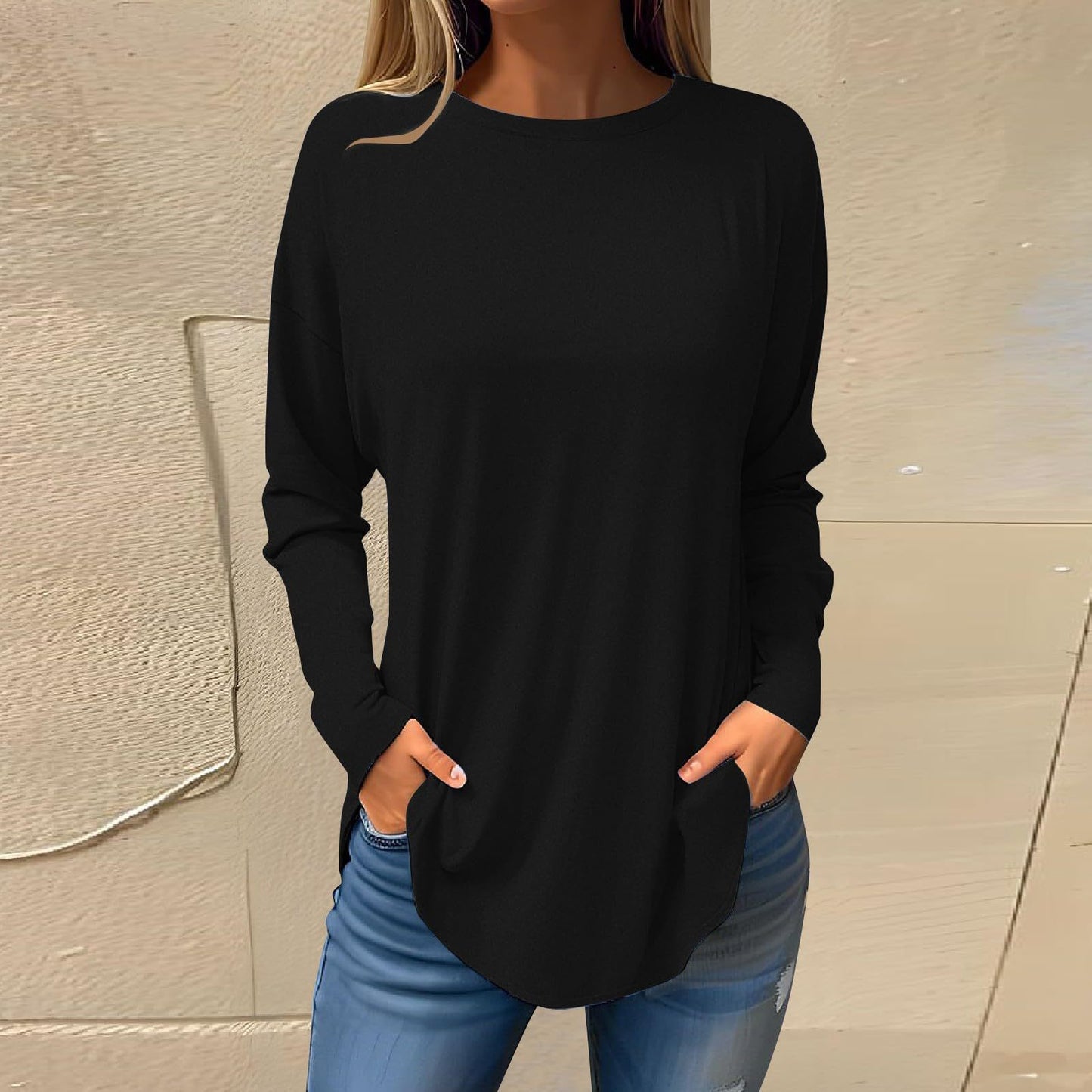 Women's Versatile Long Sleeve T-shirt Personalized Street Style Loose Print