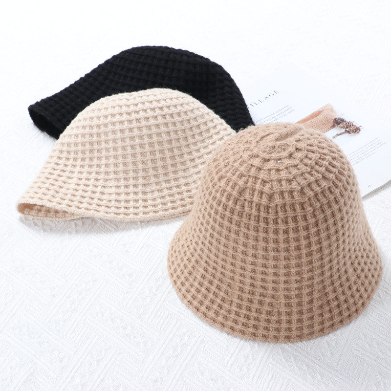 Korean Version Of Solid Color Casual Knitted Basin Hat Tide Simple Bucket