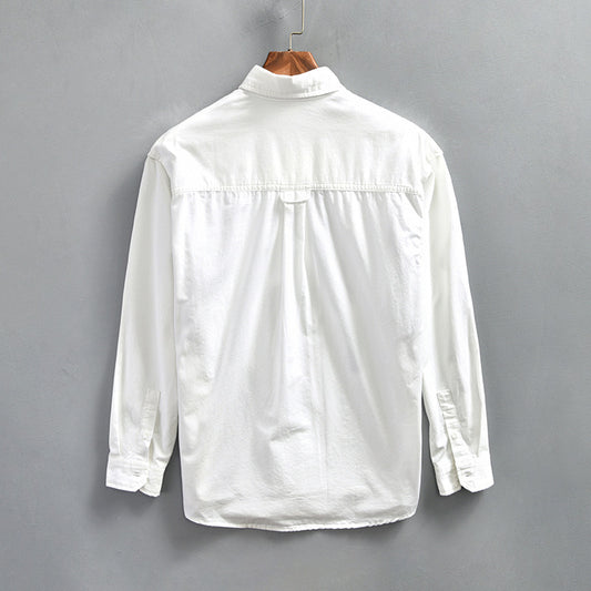 Retro Minimalist Workwear Long-sleeve Shirt For Men