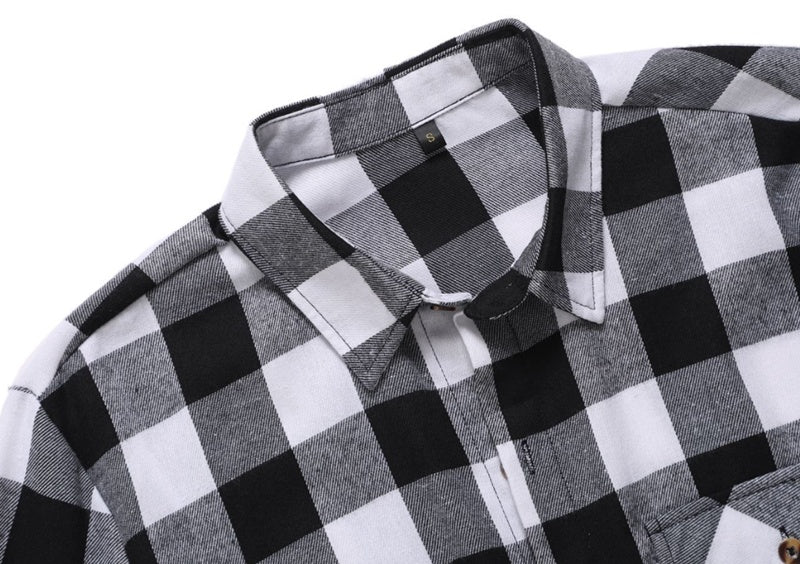 Long-sleeved Pocket Checked Shirt With A Lapel For Young Men In Autumn And