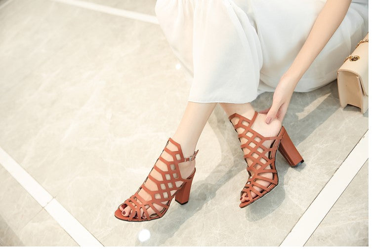 European and American sexy thick high-heeled sandals