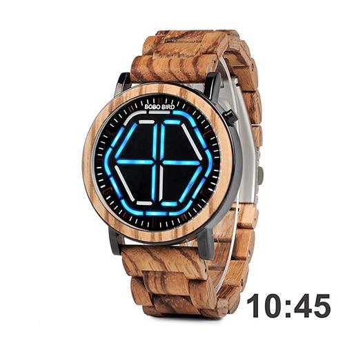 Bamboo LED Display Night Vision Digital Watch