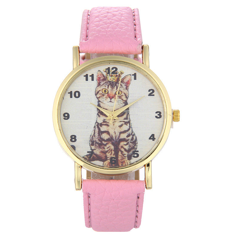 Squatting cute kitten pattern Watch