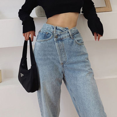Retro trousers street loose straight slim jeans
