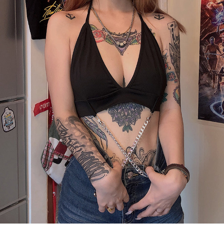 Lace Halter Top Hanger Chain Set