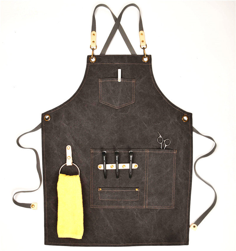 Work Apron Leather Wash Canvas All Cotton Vintage Bib