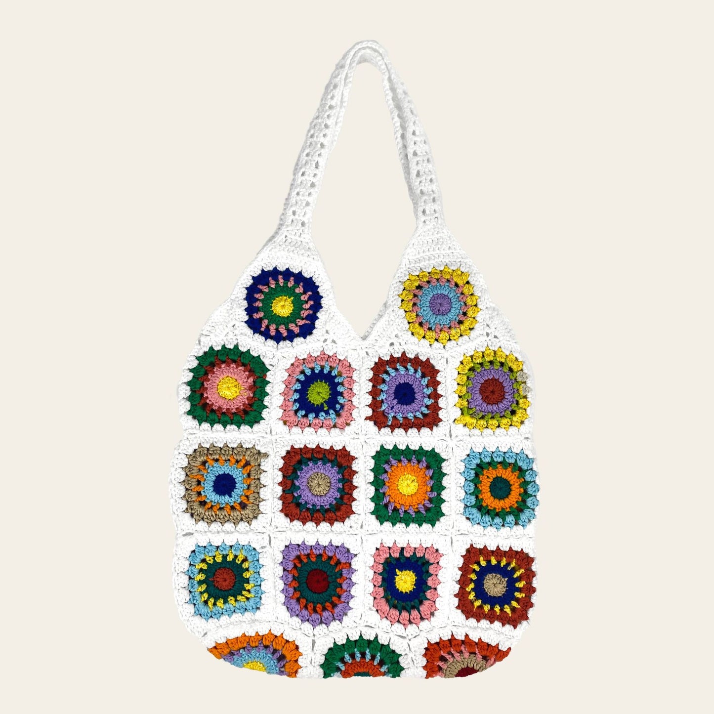 Ethnic Style Mixed Color Flowers Print One Shoulder Tote