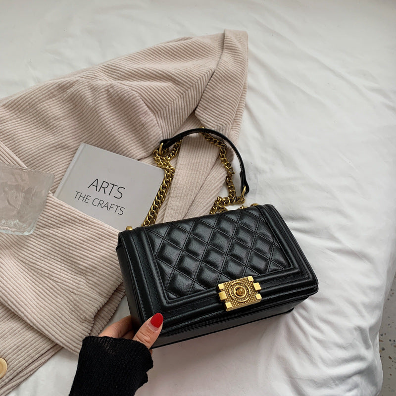 Women's Fashion Diamond Lattice Chain Crossbody Bag