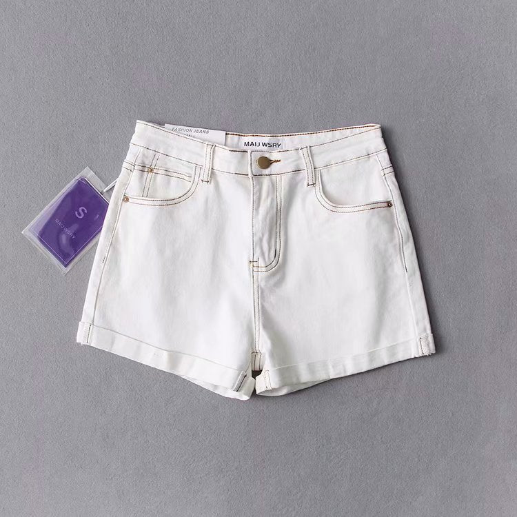 Raised hip denim shorts