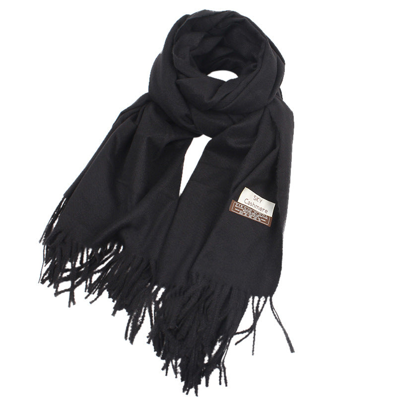 Solid color faux cashmere scarf for warmth