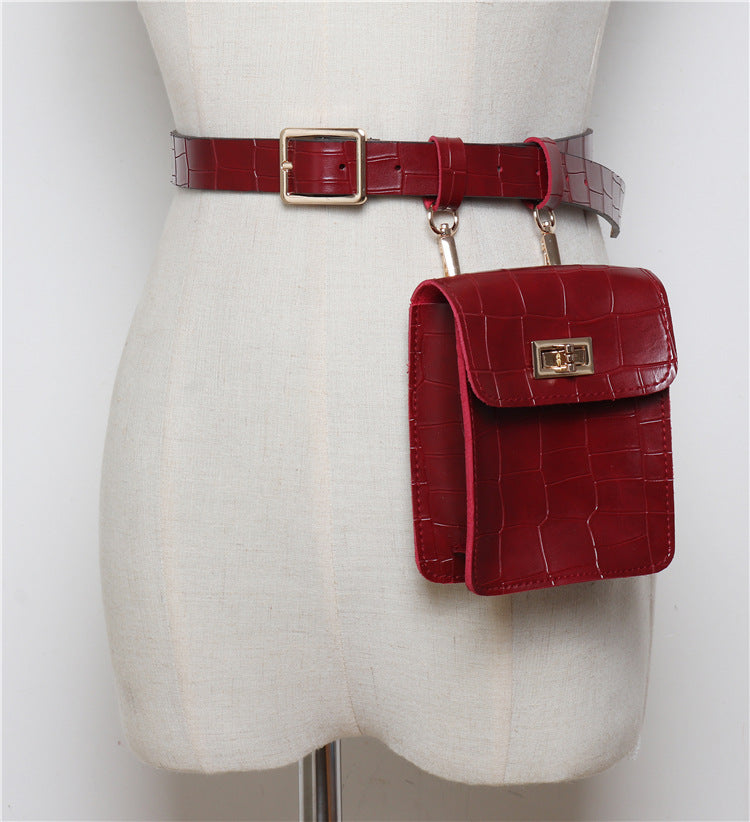Camel leather women's belt bag