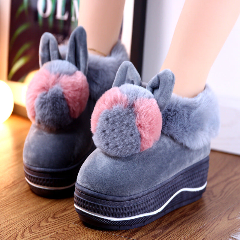 Thick-soled bag with high-heeled warm non-slip cotton slippers