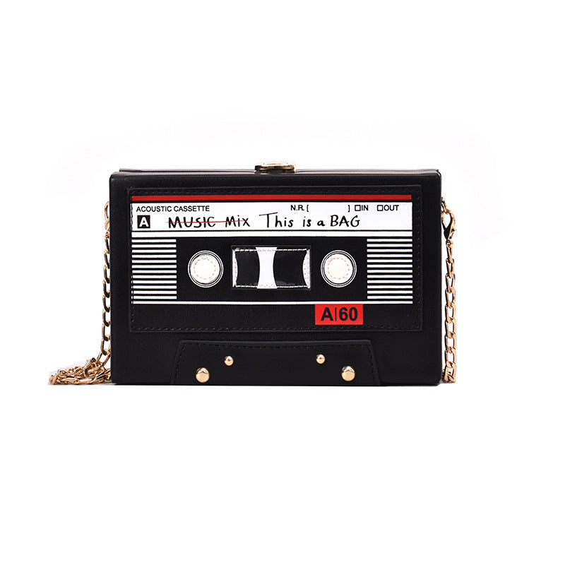 Cassette-shaped shoulder bag
