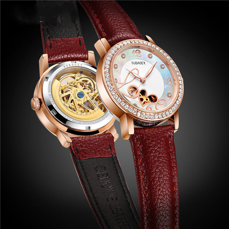 Mechanical hollow luminous belt waterproof watch
