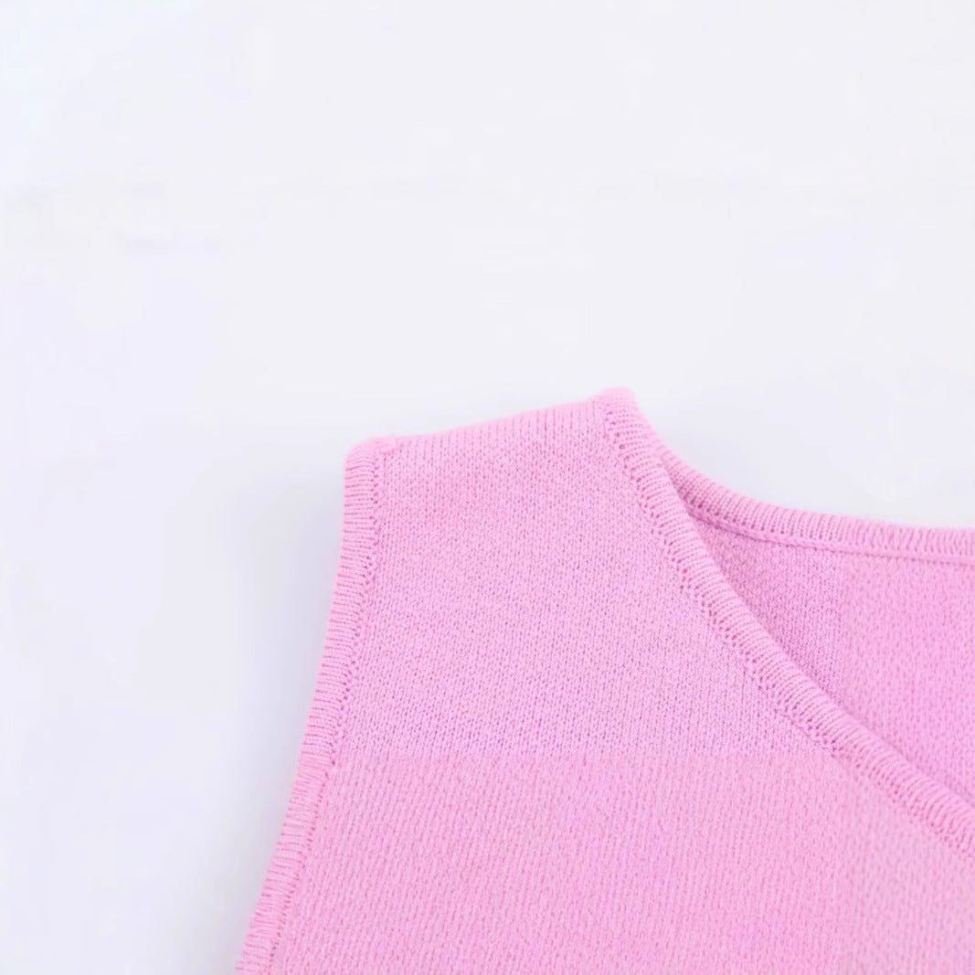 Vest Plain Weaving Knitting Sleeveless