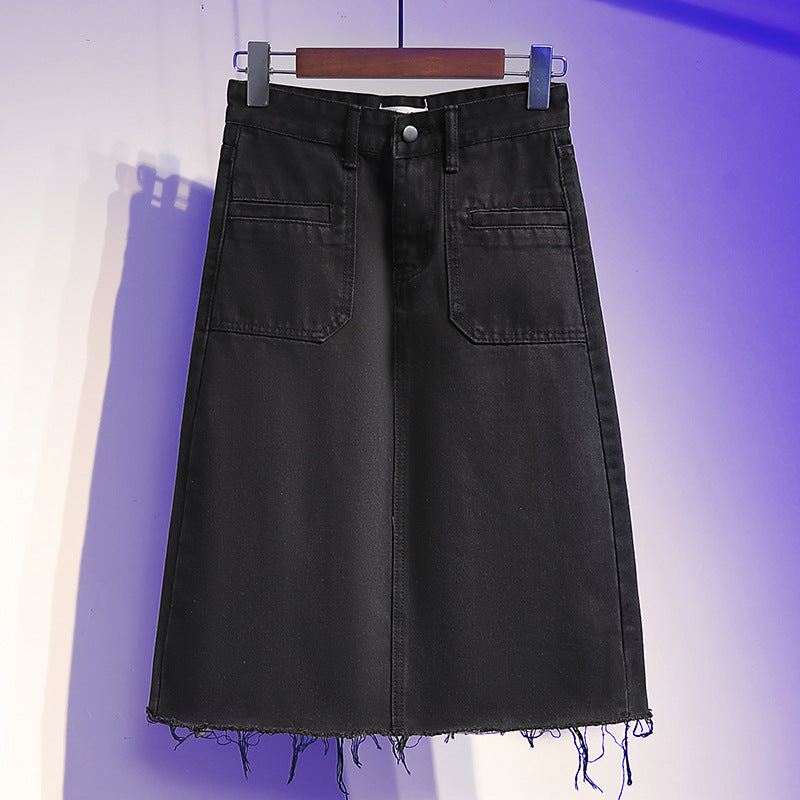 Denim skirt women's mid-length Korean style loose